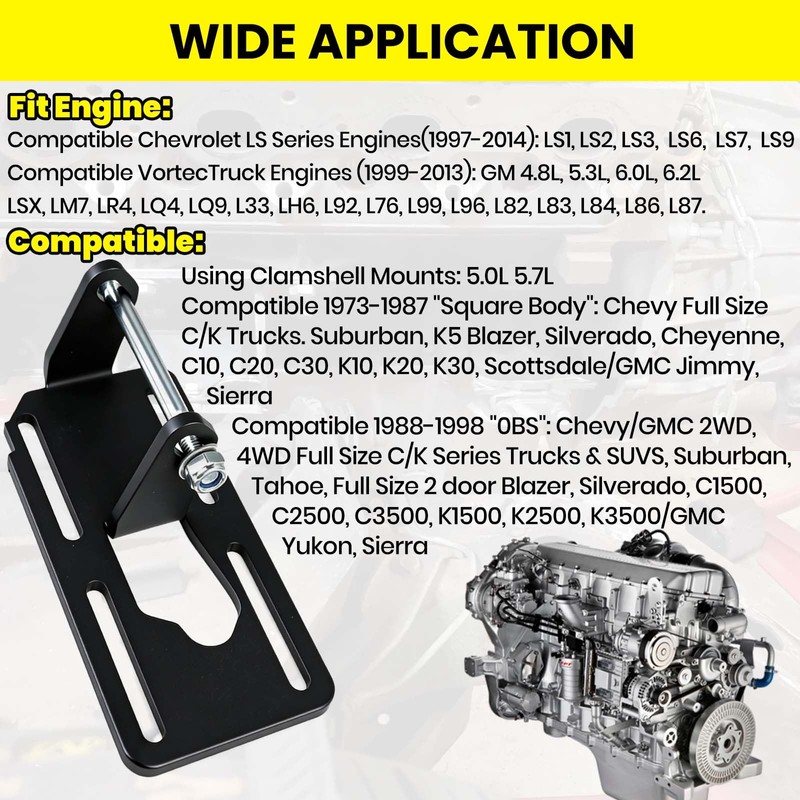 LS Swap Motor Mounts Compatible with 1973-1998 Square Body /