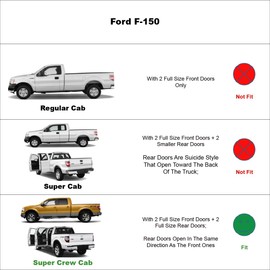 Kucaruce 94949 Out-Channel Tape On Side Wind Deflector,Dark Smoke Sun Rain Guards,Nice Window Visors fit for Ford F-150 2001-2003 Crew(SuperCrew) cab Pickup,2002-2003 Lincoln Blackwood