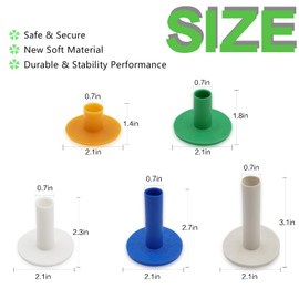 FINGER TEN Golf Rubber Tees for Driving Range Mats Value 5 Pack, Durable for Practice Mat Top Holder Indoor Outdoor Multicolor (1.5, 1.8, 2.3, 2.7, 3.13)