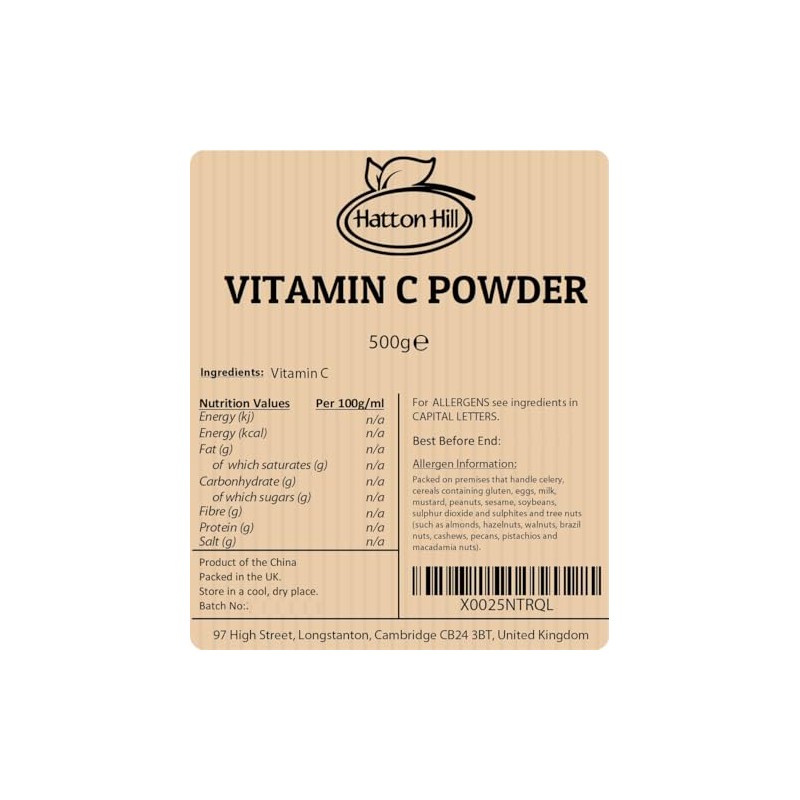 Vitamin C Powder (Ascorbic Acid) 500g by Hatton Hill