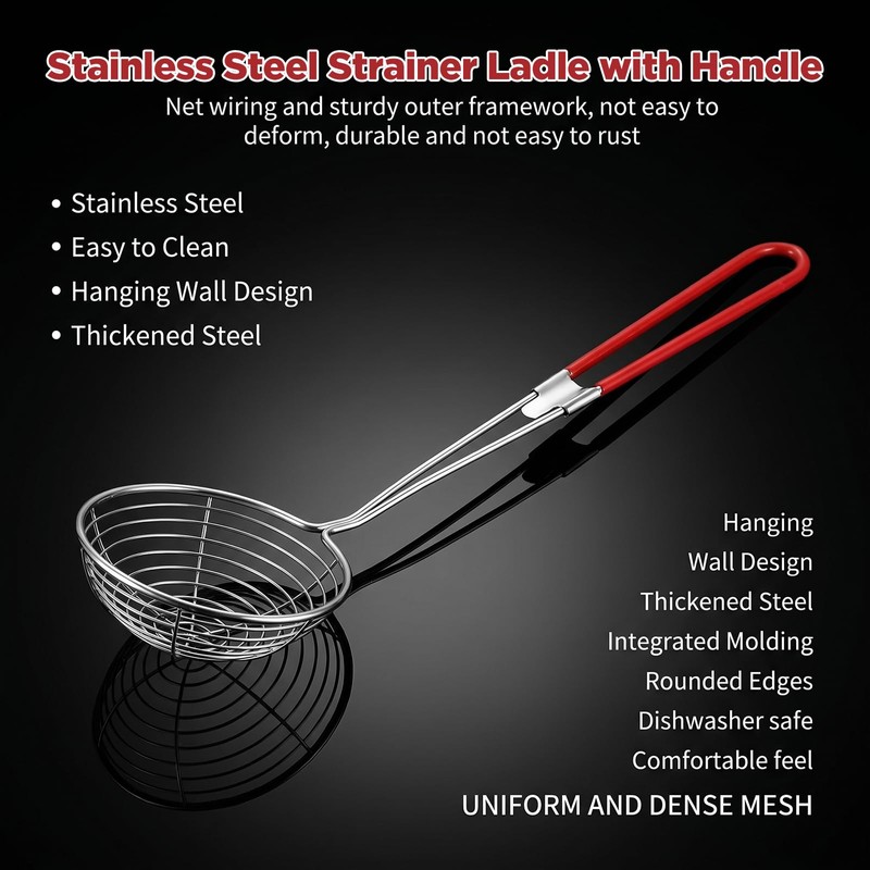 2Pcs Stainless Steel Hot Pot Strainer Spoons Boba Scoop with
