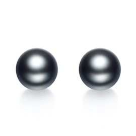 ZHOU LIU FU Earrings Silver 925 Black Pearl Earrings 10-10.5 mm Sterling Silver Earrings Large Boho Earrings Vintage Earrings Women's Earrings Freshwater Pearl Earrings Wedding, Sterling Silver Pearl,