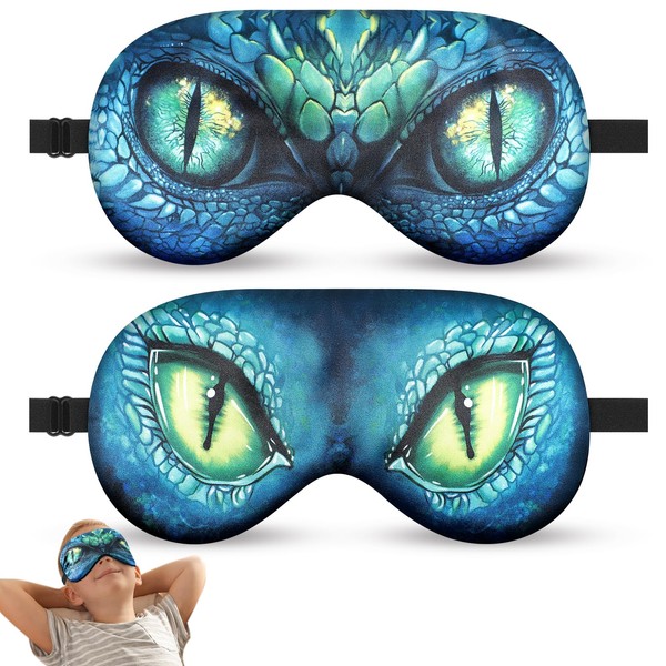 NganSuRong 2 Pcs Dinosaur Dragon Eye Mask Sleep Mask, Funny