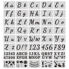 40 Pieces Letter Painting Stencils Reusable Cursive Letter Number Stencils Calligraphy Alphabet Stencil Template Kit Letter Stencils for Painting on Wood Wall Scrapbooking DIY School Art Projects
