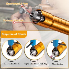 DZQ Flex Shaft Grinder 560W Rotary Tool Kit Rotary Carver with 3 Jaw Chuck 500-23000 RPM Foot Pedal Hanging Grinder with with Rotating Bur Holder for Grinding,Carving,Polishing,Engraving w/ 77pcs Accs