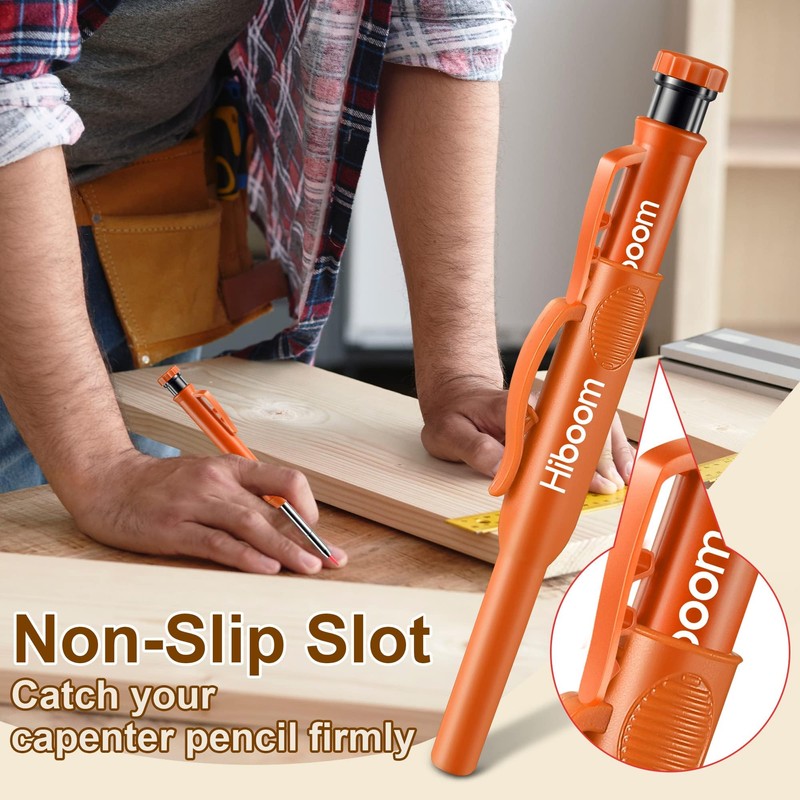 Hiboom 2 Pack Solid Carpenter Pencils with Pencil Cap and