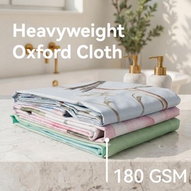 AIRLAKE Classic Weave Heavyweight Fabric Shower Curtain, 72 x 72 Inch, 180 GSM Oxford Cloth with Weighted Hem, Chinoiserie