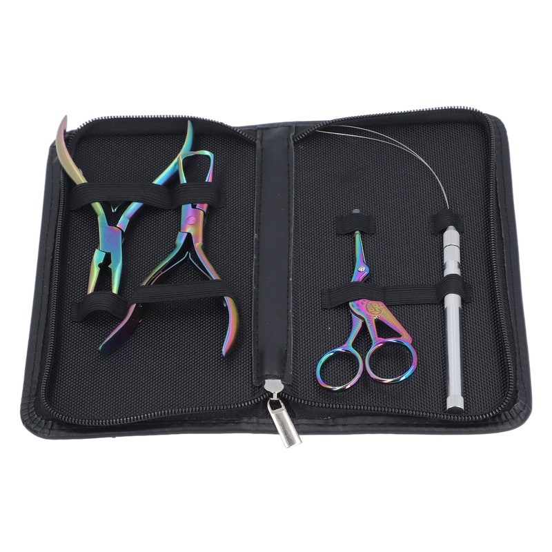 4pcs Hair Extension Tools with Pliers Wire Loop Beading Hook