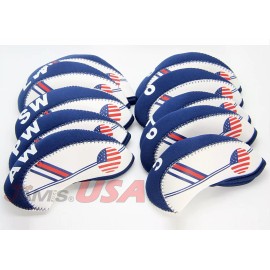 Unbranded USA Flag 10 pcs Golf Head Cover Club Iron HeadCovers Protect set Neoprene USA