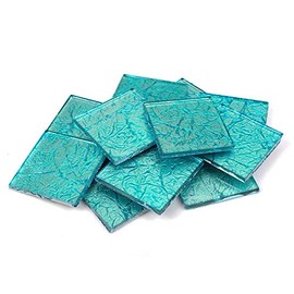 Milltown Merchants™ 1.8 Inch (48mm) Blue Foil Mosaic Tile - Bulk Aqua Mosaic Tiles - 1 Pound (16 oz) Tile Assortment for Backsplash, Murals, Stepping Stones, and Mosaics