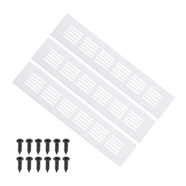 PATIKIL 10 x 2 Inch Door Air Vent Cover, 3 Pcs Heavy Duty Aluminum Grille Ventilation Cover Louvered with Mounting Screws for Cabinet Wardrobe Door, Silver