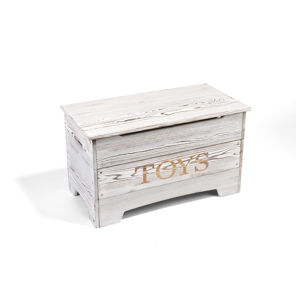 Badger Basket Farmhouse Solid Wood Rustic Toy Box with Reversible