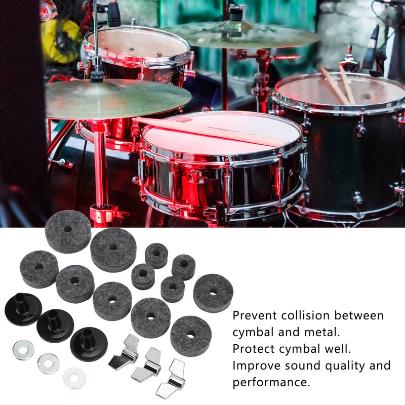 21Pcs Cymbal Replacement Accessories Felts Sleeves Wing Nuts Washers for