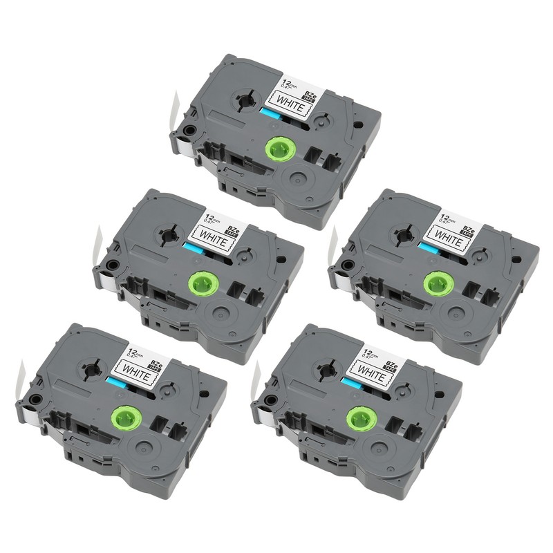 5 Pcs Label Maker Tape Black On White 12mm Width