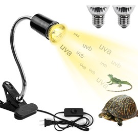 Jugbuy Reptile Heat Lamp, UVA UVB Turtle Basking Light with 50W Heating Lightbulb and 360° Rotatable Clip, UV Heatlamp for Turtle Tank, Tortoise, Lizard, Reptiles, Terrarium, Snake, Gecko, Spiders