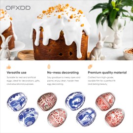 OFXDD 14 Pcs Egg Wraps Easter Set - Traditional Easter Egg Shrink Wrappers - Ukrainian Easter Egg Decorating Kit - Othtodox Easter Egg Wrappers for Pysanka - Thermo Easter Egg Sleeves