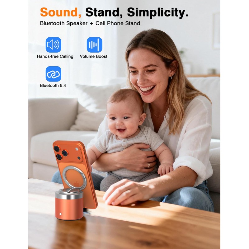 EWA Wireless Bluetooth Speaker with Secure Magnetic Phone Stand, HD