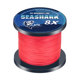 Seashark Braided Fishing Line, Color Never Fade, 8 Strands, Super Strong PE Fishing Line, Abrasion Resistant, No Stretching, Multiple Colors, 6lb to 80lb