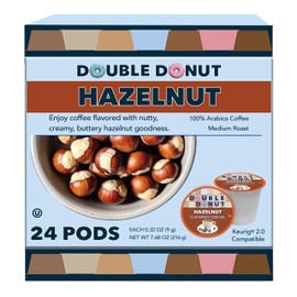 Double Donut Coffee Hazelnut Coffee in Single Serve Coffee Pods for all Hazelnut Coffee K Cups Brewers, 24 Count