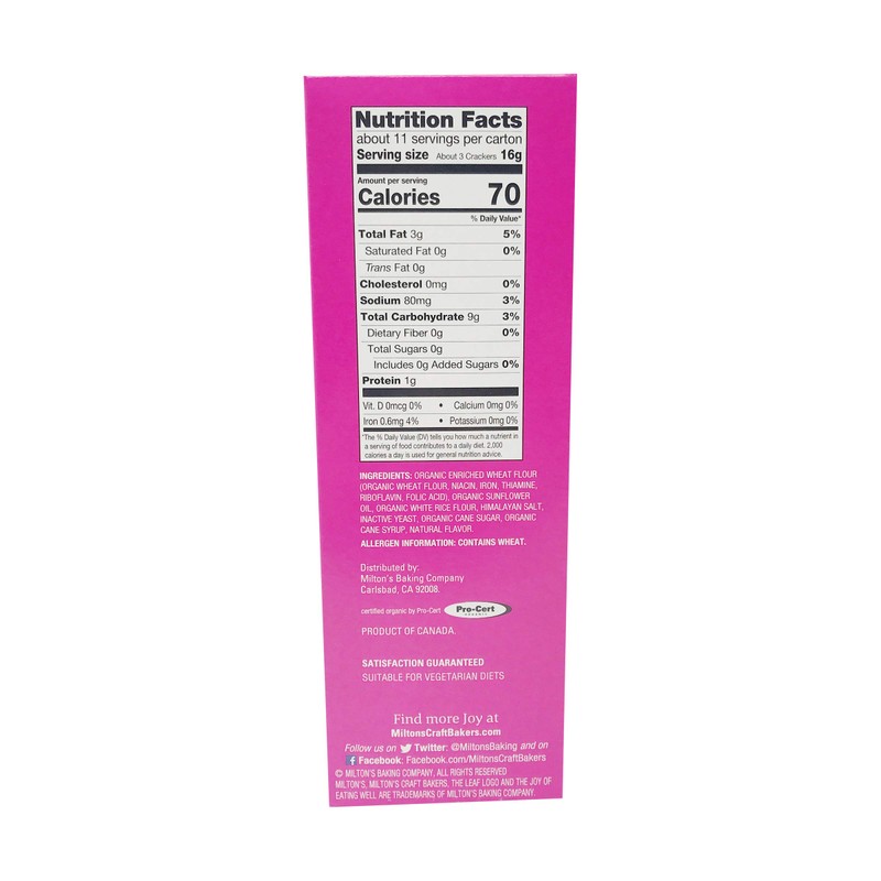 MILTONS CRAFT BAKERS Organic Himalayan Salt Crackers, 6 OZ