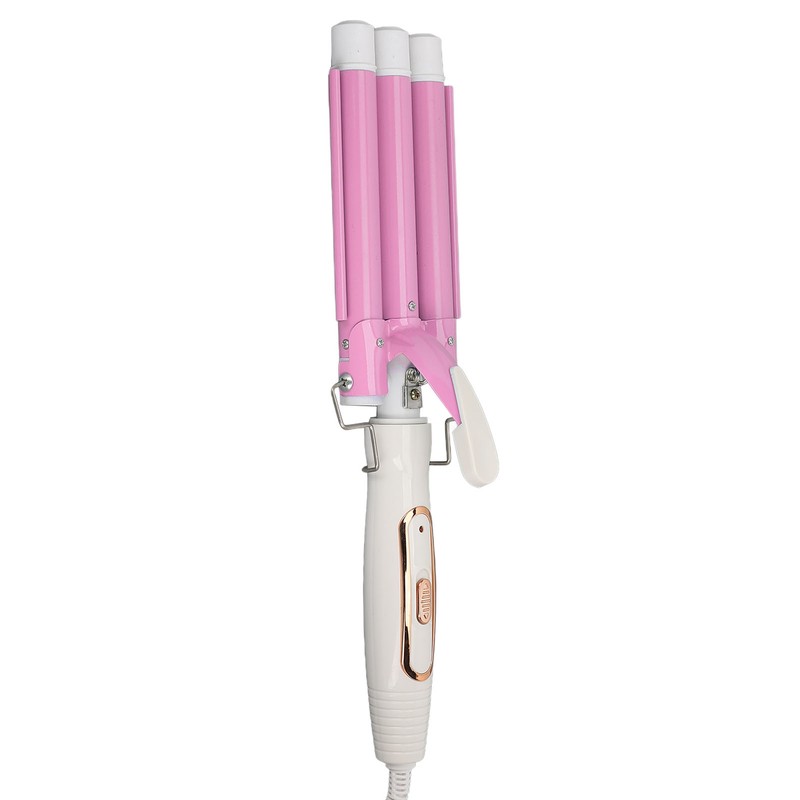 3 Barrel Curling Iron Wand Ceramic Glaze Coating Adjustable Frizz