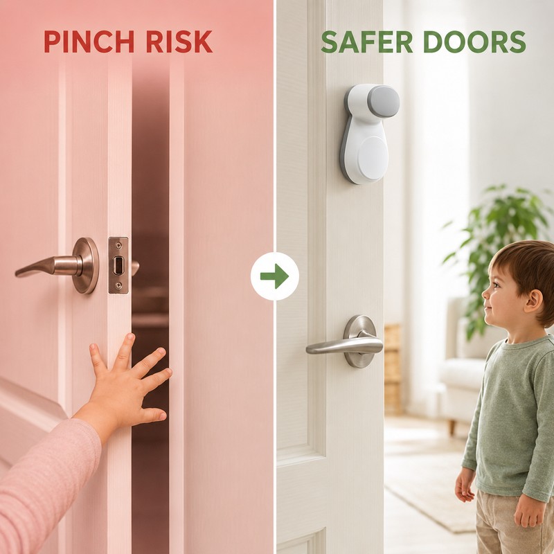 2 Pack Child Safety Door Stopper Anti-Pinch Protector with 3M