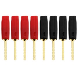 ECSiNG 8pcs 2mm Gold Plated Screw Type Banana Plug Speaker Pins for Connecting Speaker Cable Audio Accessories (4 Red and 4 Black)
