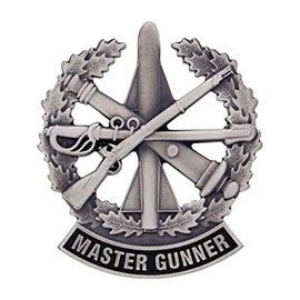 US Army Master Gunner Identification Badge-Military Issue (New) (Silver Oxide Finish, Full Size)