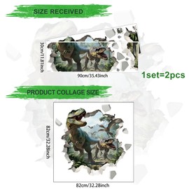 3D Large Dinosaur Wall Stickers,Dinosaur Art Decor,Peel and Stick Jungle Dino Wall Decals for Kids Boys Nursery Bedroom Playroom Daycare Classroom Baby Shower Birthday Party Decor Gifts