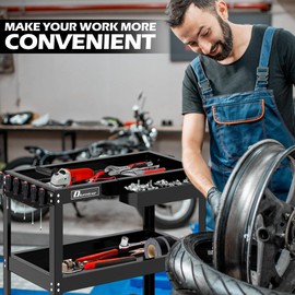 3 Tier Rolling Tool cart, Metal Tool Carts on Wheels and Pegboards, 400 LBS Heavy Duty Utility Cart with 360° Swivel Casters with Brakes, Industrial for Garage, Warehouse, Workshop