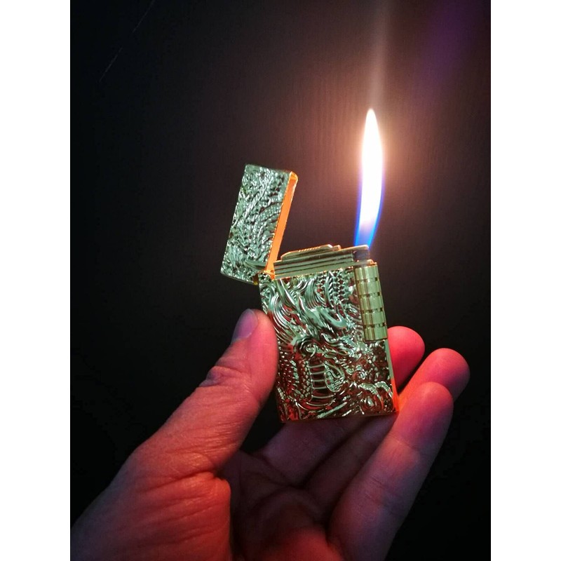 Dragon Carved Open Flame Butane Lighter (Item Will Come Without