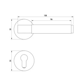 Beschläge Hamburg MUNICH-X Door Handle 07 mm PZ Profile Cylinder Door Handle with Grid Structure for Interior Doors Checked Pattern Handle Set Diameter 51 x 10 mm Door Handle in Matt Brass