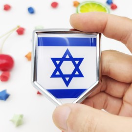 Overdecor Israel Flag Decal Stickers Car Emblem Israeli Car Accessories Decorations Chrome Shield Flag Sticker Decals for Cars Truck Vehicles, 2 Pack