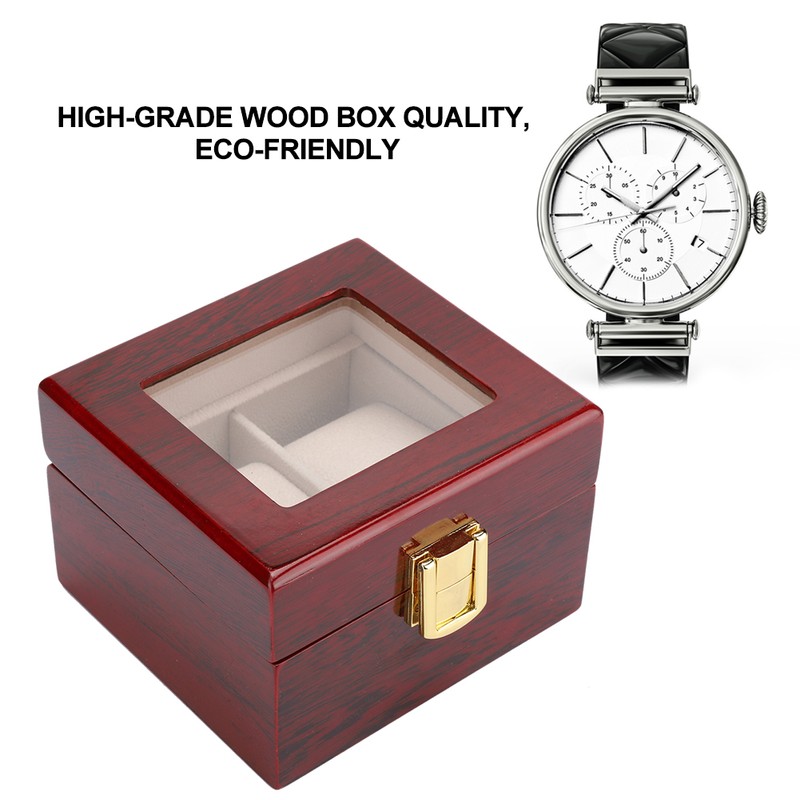 2 Grid Wooden Watch Display Box Watch Storage Holder Gift