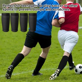 JEYORZY 1 Pair of Football Shin Pads Socks, Non-Slip Sleeves Shin Pad Holder, Football Socks for Children, Adults, Beginners, Breathable, Non-Slip (Black)