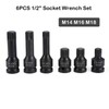 6 Pcs 1/2" Drive Torx Driver Impact Socket Set, Chrome-Molybdenum