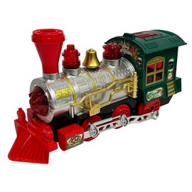 Christmas Train Locomotive 28 cm with Lights Sounds Smoke Movement Bump & Go Maxi Locomotive Christmas Train Toy Train with Real Sound Effects Steam Train Children Magic Christmas Train