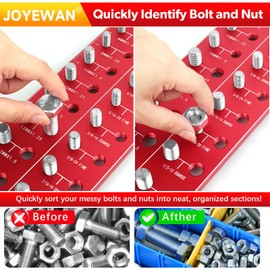 28 Nut and Bolt Thread Checker, Bolt Size and Thread Gauge with 14 Standard & 14 Metric, Bolt and Nut Identifier Gauge, Thread Pitch Gauge Metric and SAE, with Inch and Centimeter Ruler