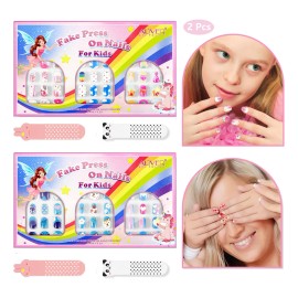 Set De Uñas Postizas Aliver 144pcs Para Niñas 3-12 Años