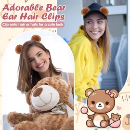 Luinabio 1pair Cute Bear Ears Hair Clips for Halloween Cospaly Party Soft Fuzzy Bear Costume Animal Ears Hairpins(Brown)