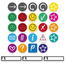 Magstick Whiteboard Accessories Magnets Doodle I 27 Pieces I DIN A4 Sheet I Magnetic Board, Whiteboard, Notice Board I mag_287