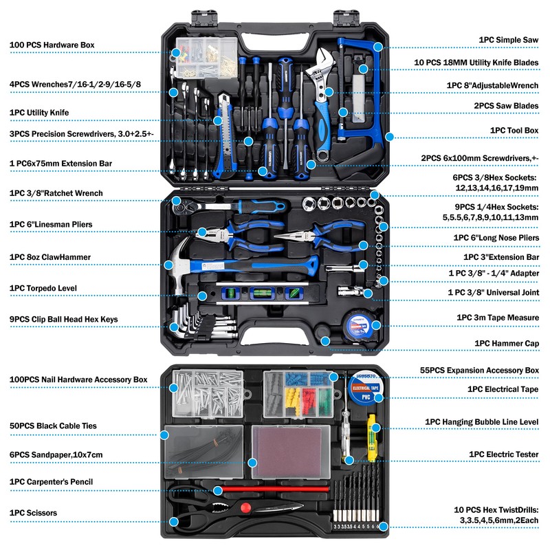 URASISTO 366 Piece Home Repair Tool Kit, Auto Repair Tool