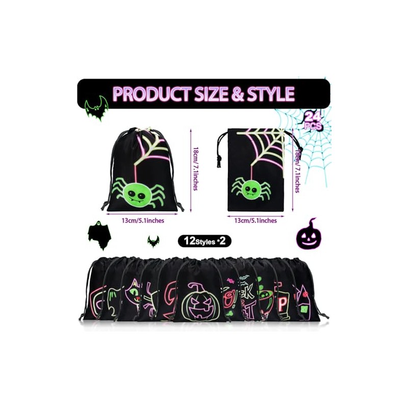 Honoson 24 Piezas Bolsas de Halloween 7.09 x 5.12 Pulgadas