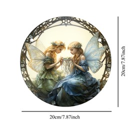 WIOEERS Angel Fairy Sisters Acrylic Window Hanging, Fairy Stained Glass Sun Catcher, Holiday Decorations, Christmas Decorations, Acrylic Window Decorations Fairy Girl Art. (Large Size 7.87 inches)