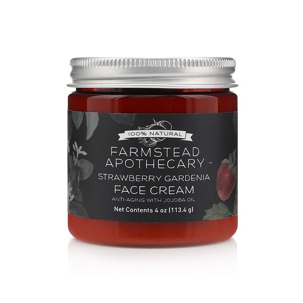 Farmstead Apothecary 100% Natural Anti-Aging Face Cream with Jojoba Oil, 4 oz (Strawberry Gardenia)