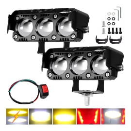 Faros De Lupa Luces Led Auxiliares Con Estrobo 5 Modos 80w
