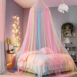 UZSUZZ Mosquito Net Bed Princess Rainbow Bed Canopy Arc Canopy for Double Bed Single Bed Canopy Children's Room Princess Rainbow Bed Canopy for Travel and Home Indoor Outdoor