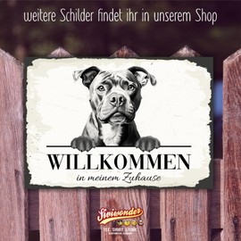 siviwonder Dog Sign Welcome Home Staffordshire Bull Terrier No. 2 Dog Sign Saying Door Sign Warning Sign Gift Idea Beautiful Saying Dog Motif Aluminium Weatherproof Dog Sign