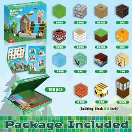 Magnetic Blocks-100PCS Create My Own Crafts ，Magnetic Building Blocks Magnetic Tiles Stacking, Build -Magnet World Set, STEM Montessori Sensory Toys magnet blocks，Valentine's Day Gifts,Construction Outdoorfun Stone Brick Wall Suit Wooden