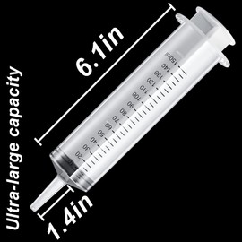 2 Pack 150ml/cc Large Syringe , Individually Sealed Plastic Liquid Syringes with Measurement for Scientific Labs, Measuring, Watering, Refilling, Filtration Multiple Uses (150 ML)